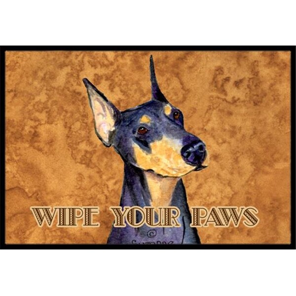 Carolines Treasures Carolines Treasures SS4891MAT 18 X 27 In. Black And Tan Doberman Wipe Your Paws Indoor Or Outdoor Mat SS4891MAT - main